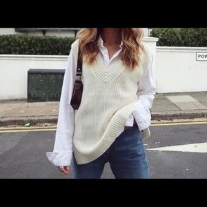H&M Cream V Neck Sweater Vest